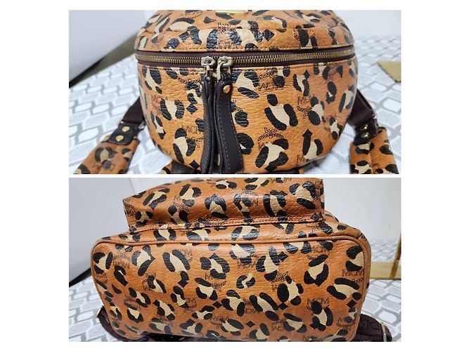 MCM Leopard Print Leather Backpack Brown/Black - view 8