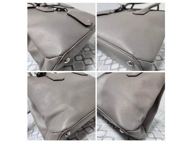 Prada Borsa Twin Tote in pelle Saffiano grigia Grigio - vista 13