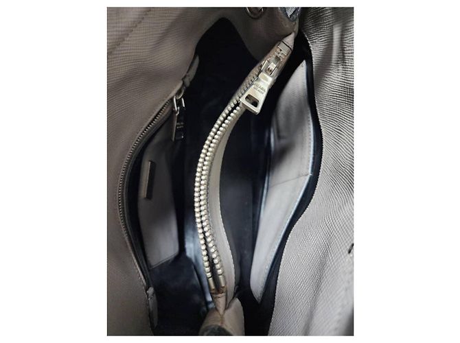 Prada Borsa Twin Tote in pelle Saffiano grigia Grigio - vista 14