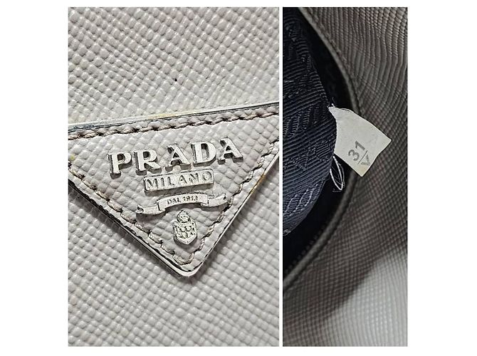 Prada Borsa Twin Tote in pelle Saffiano grigia Grigio - vista 4