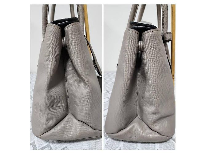 Prada Borsa Twin Tote in pelle Saffiano grigia Grigio - vista 5