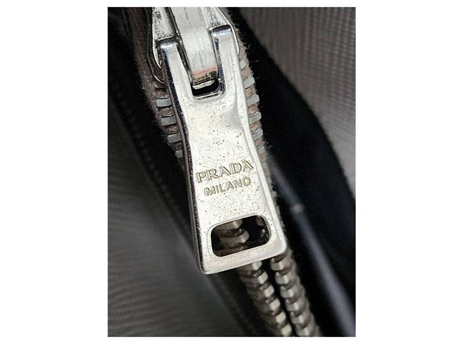 Prada Borsa Twin Tote in pelle Saffiano grigia Grigio - vista 7