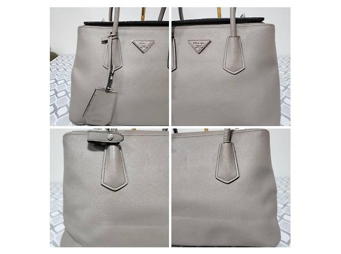 Prada Borsa Twin Tote in pelle Saffiano grigia Grigio - vista 8