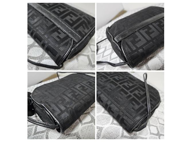 Borsa a tracolla Fendi Zucchino FF Nera Nero - vista 11