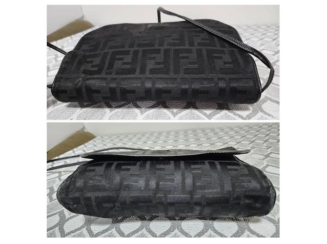Borsa a tracolla Fendi Zucchino FF Nera Nero - vista 5