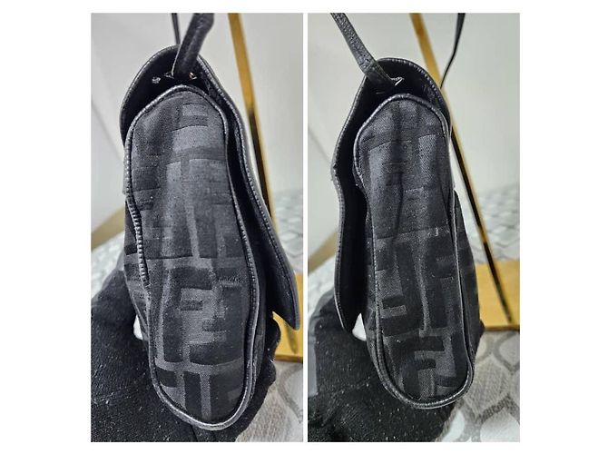 Borsa a tracolla Fendi Zucchino FF Nera Nero - vista 7