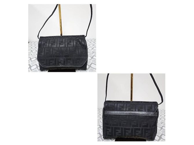 Borsa a tracolla Fendi Zucchino FF Nera Nero - vista 9