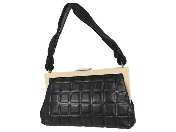 Chanel Chocolate Bar Frame Quilted Lambskin Small Nero - vista 2