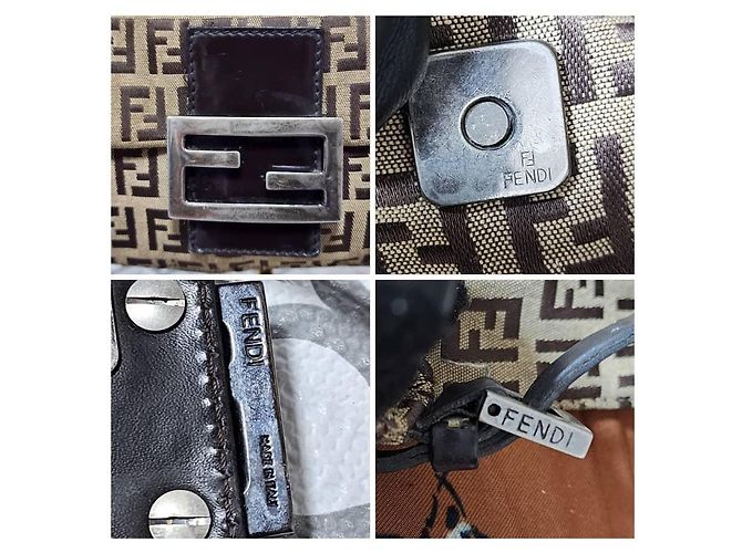 FENDI Zucchino Vitello Mini Mama Baguette Beige/Brown Marrone - vista 4