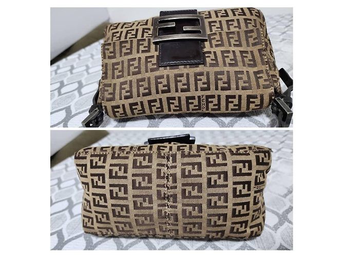 FENDI Zucchino Vitello Mini Mama Baguette Beige/Brown Marrone - vista 5