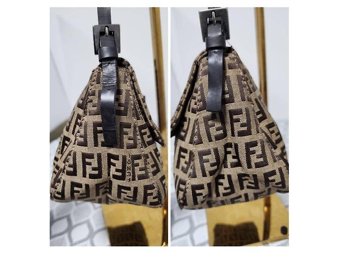 FENDI Zucchino Vitello Mini Mama Baguette Beige/Brown Marrone - vista 6