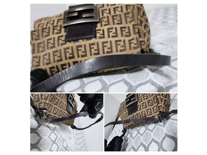 FENDI Zucchino Vitello Mini Mama Baguette Beige/Brown Marrone - vista 8