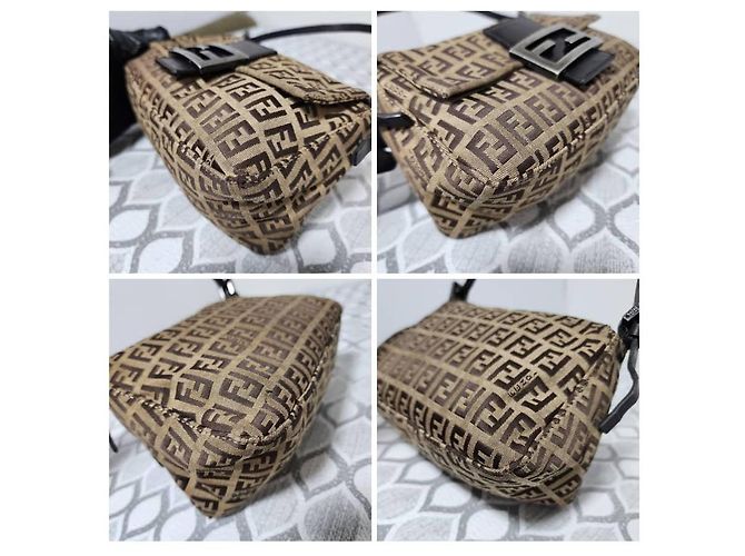FENDI Zucchino Vitello Mini Mama Baguette Beige/Brown Marrone - vista 9