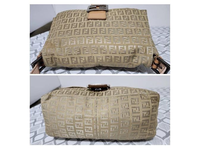FENDI Zucchino Vitello Mama Baguette Beige - vista 5