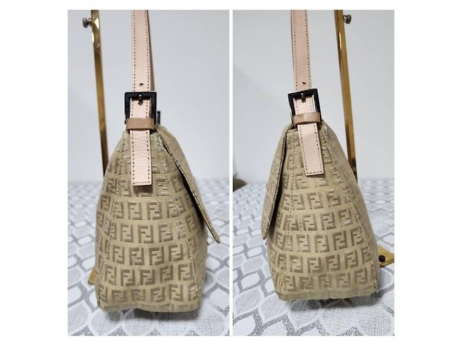 FENDI Zucchino Vitello Mama Baguette Beige - vista 6