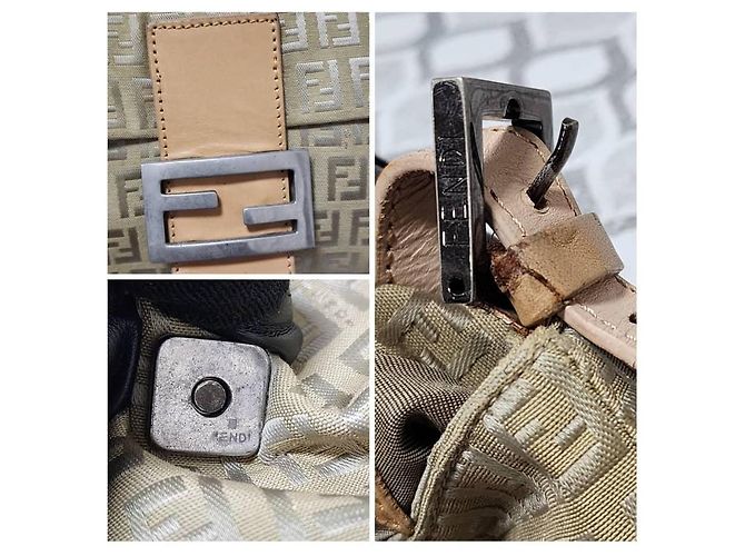FENDI Zucchino Vitello Mama Baguette Beige - vista 7