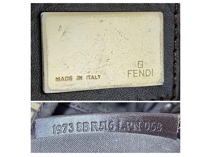 Borsa a Tracolla Fendi Zucchino FF Marrone/Beige - vista 4