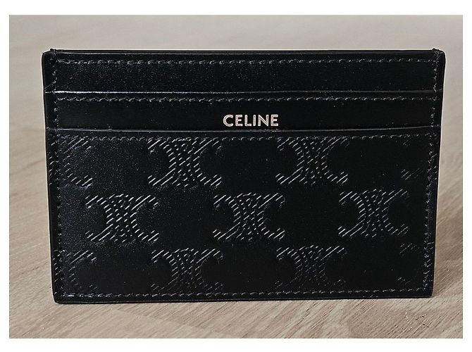 Céline Tarjetero de piel de becerro gofrada TRIOMPHE Negro - vista 2