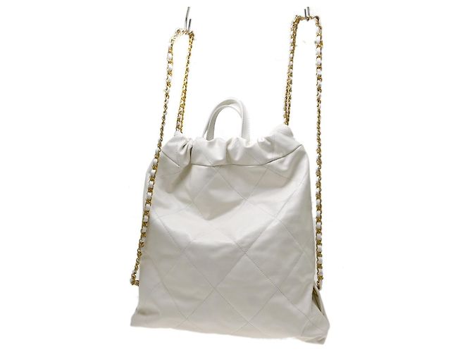 Chanel 22 Chain Quilted Calfskin Medium Bianco - vista 2