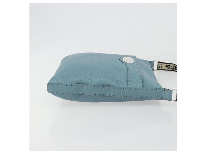 Fendi Vintage Selleria Zip Messenger Leather Medium Blu - vista 3