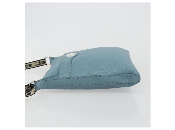 Fendi Vintage Selleria Zip Messenger Leather Medium Blu - vista 4