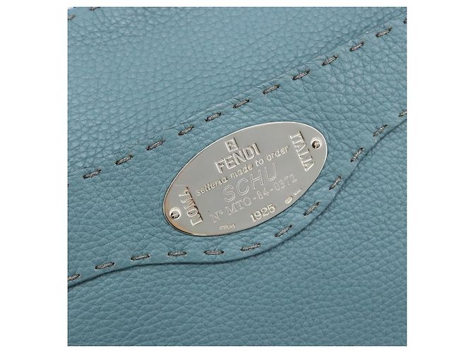 Fendi Vintage Selleria Zip Messenger Leather Medium Blu - vista 7