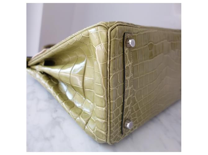 borsa Hermès Birkin 30 crocodile Verde - vista 3