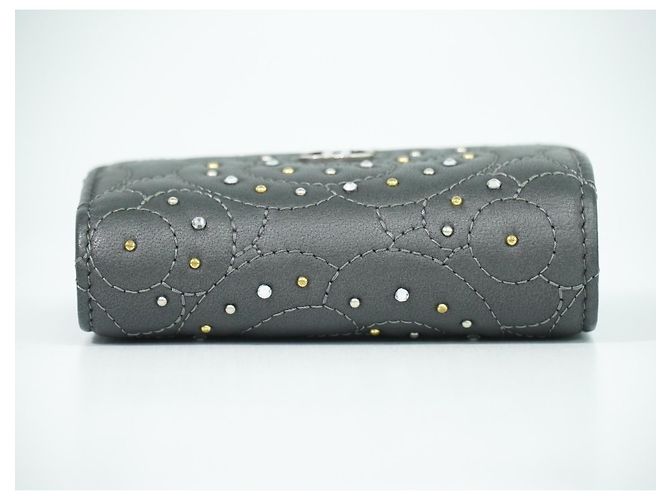 Chanel Camellia Flap Studded Camellia Lambskin Marrone - vista 3