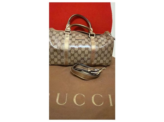 Borsa Gucci Boston Monogram Dorata Marrone D'oro - vista 2