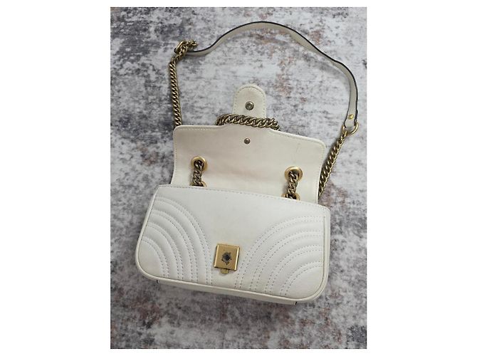 Magnifica Borsa Gucci GG Marmont Bianco - vista 8