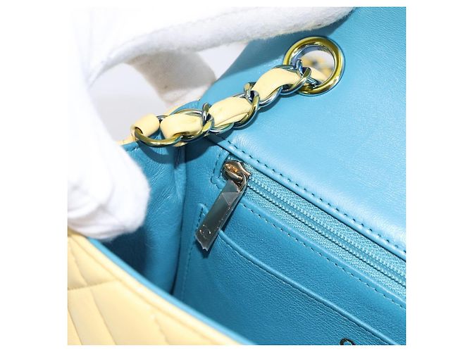 CHANEL Mini Matelassé 20 Bolso de Cadena de Hombro de Piel de Cordero Amarillo CC Auth 197490SV - vista 20