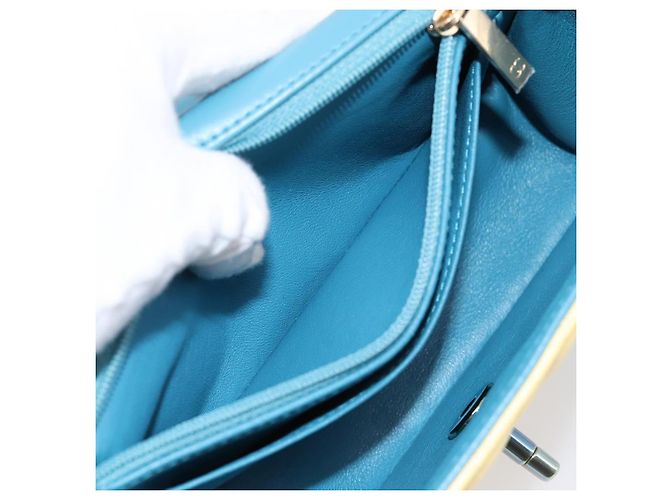 CHANEL Mini Matelassé 20 Bolso de Cadena de Hombro de Piel de Cordero Amarillo CC Auth 197490SV - vista 21