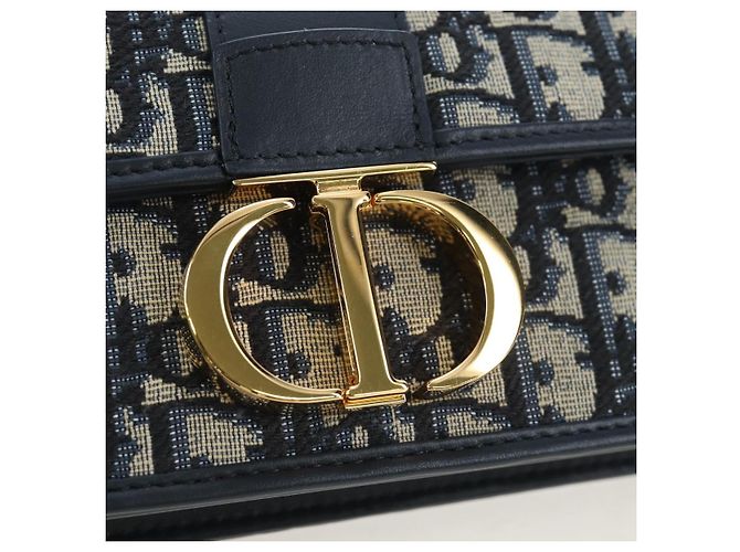 Christian Dior Borsa Dior 30 Montaigne in tela Trotter Dior 2way Blu Navy Oro Auth 196920SAM D'oro - vista 19