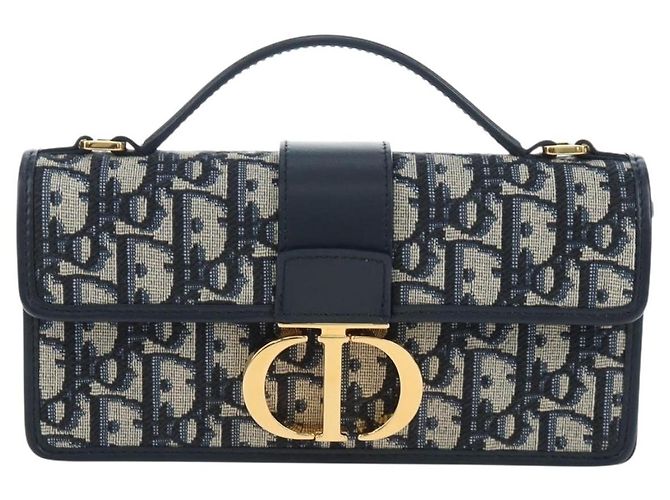 Christian Dior Borsa Dior 30 Montaigne in tela Trotter Dior 2way Blu Navy Oro Auth 196920SAM D'oro - vista 2