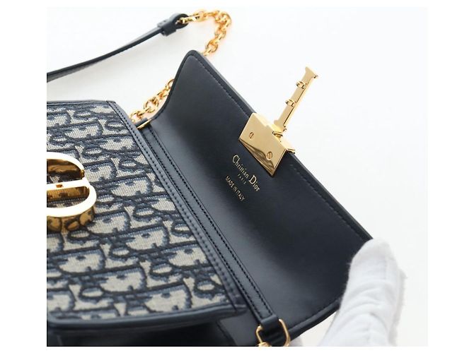 Christian Dior Borsa Dior 30 Montaigne in tela Trotter Dior 2way Blu Navy Oro Auth 196920SAM D'oro - vista 20