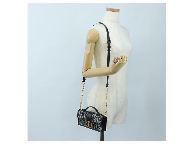 Christian Dior Borsa Dior 30 Montaigne in tela Trotter Dior 2way Blu Navy Oro Auth 196920SAM D'oro - vista 30