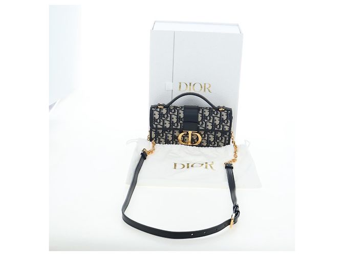 Christian Dior Borsa Dior 30 Montaigne in tela Trotter Dior 2way Blu Navy Oro Auth 196920SAM D'oro - vista 31
