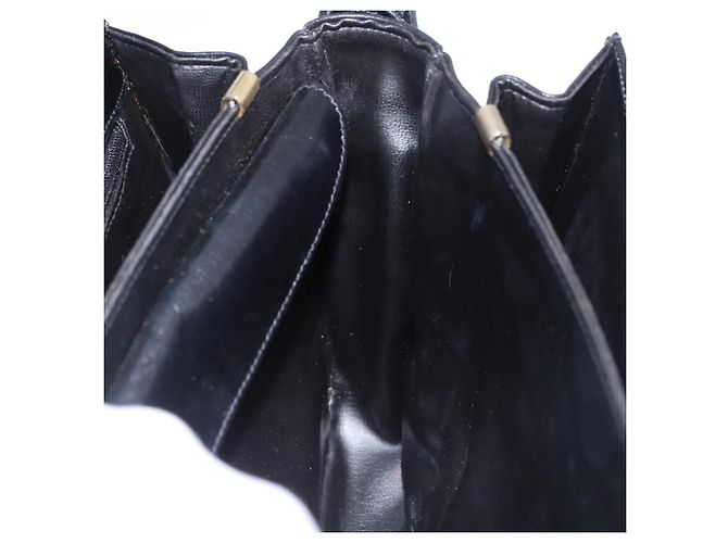 16 Borsa a Spalla CÉLINE Carrozza in Pelle Nera con Finiture Dorate Auth 198641 Nero - vista 19