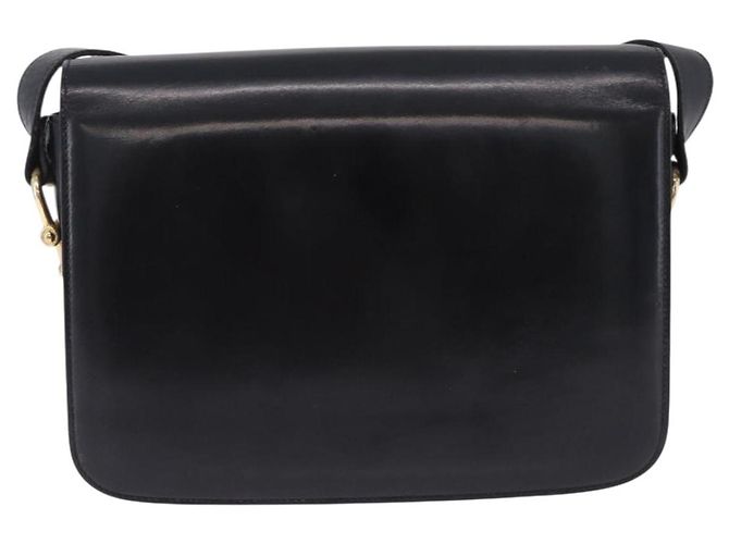 16 Borsa a Spalla CÉLINE Carrozza in Pelle Nera con Finiture Dorate Auth 198641 Nero - vista 2
