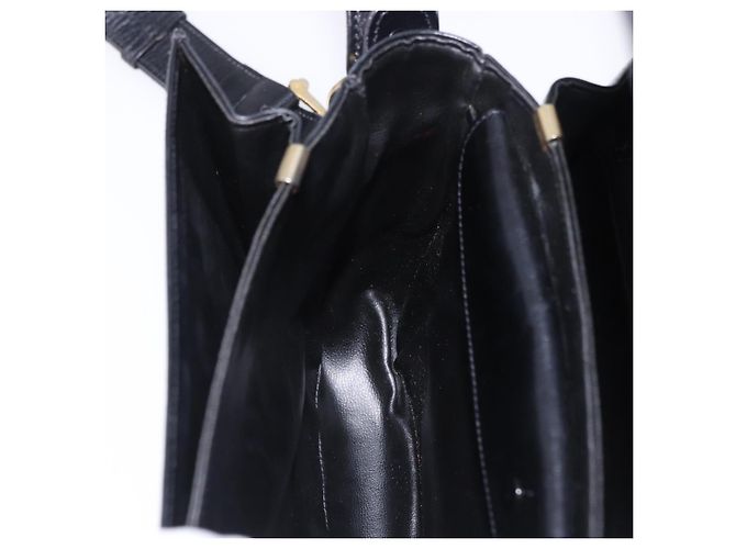 16 Borsa a Spalla CÉLINE Carrozza in Pelle Nera con Finiture Dorate Auth 198641 Nero - vista 20