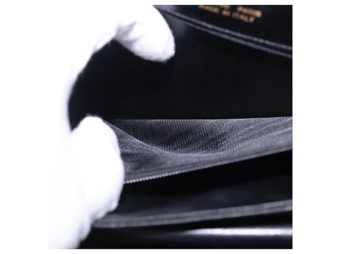 16 Borsa a Spalla CÉLINE Carrozza in Pelle Nera con Finiture Dorate Auth 198641 Nero - vista 23