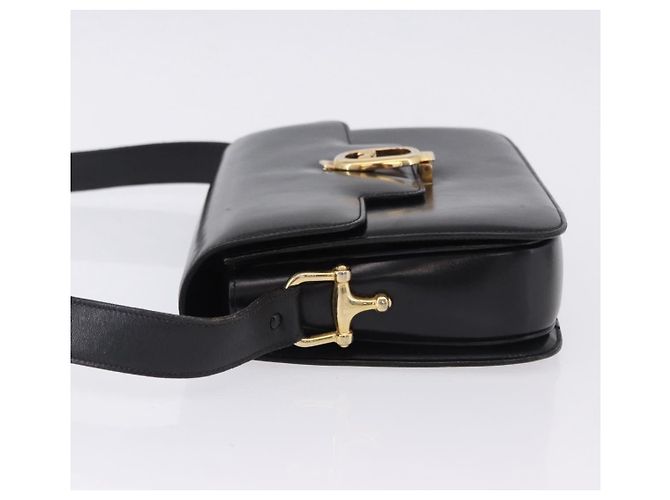 16 Borsa a Spalla CÉLINE Carrozza in Pelle Nera con Finiture Dorate Auth 198641 Nero - vista 4