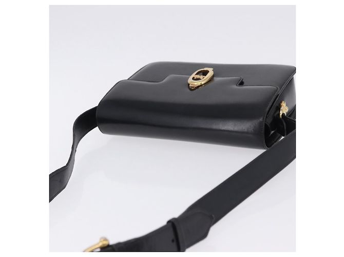 16 Borsa a Spalla CÉLINE Carrozza in Pelle Nera con Finiture Dorate Auth 198641 Nero - vista 6