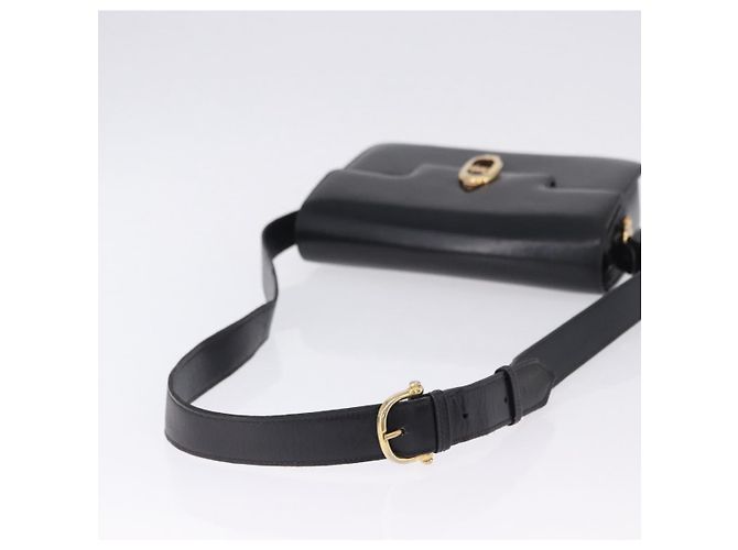 16 Borsa a Spalla CÉLINE Carrozza in Pelle Nera con Finiture Dorate Auth 198641 Nero - vista 7