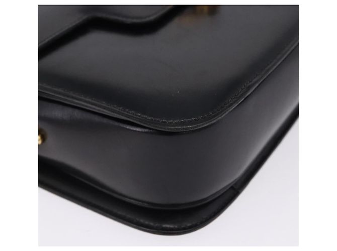 16 Borsa a Spalla CÉLINE Carrozza in Pelle Nera con Finiture Dorate Auth 198641 Nero - vista 9