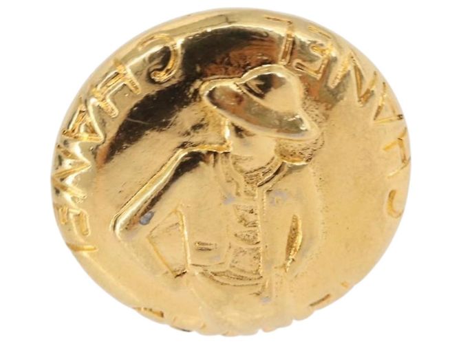 Orecchini CHANEL Mademoiselle Metallo Tono Oro CC Auth 198838 - vista 8