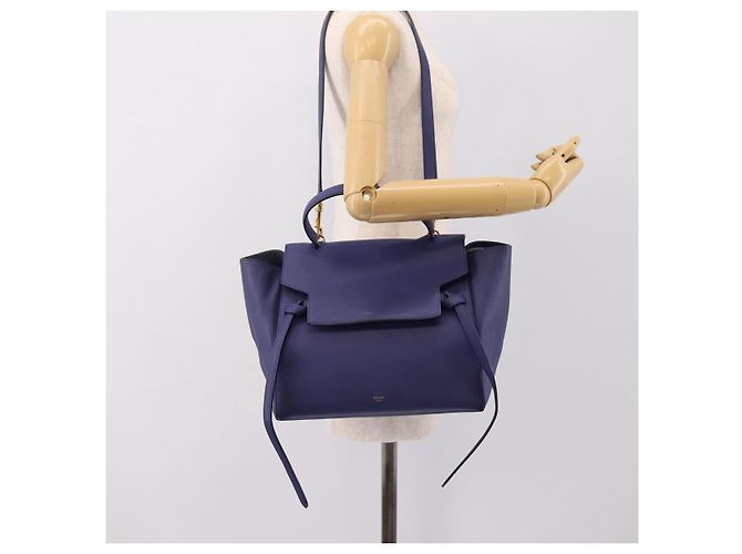 Céline CELINE Borsa Belt Bag Borsa a Mano Pelle 2way Blu Tono Oro Auth 196432 - vista 26