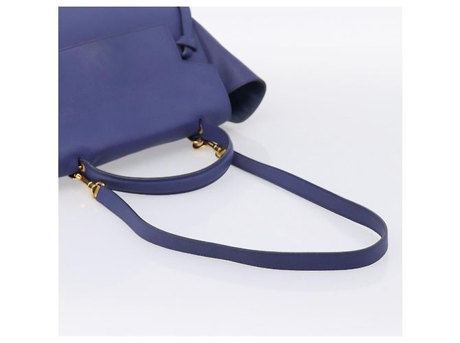 Céline CELINE Borsa Belt Bag Borsa a Mano Pelle 2way Blu Tono Oro Auth 196432 - vista 8