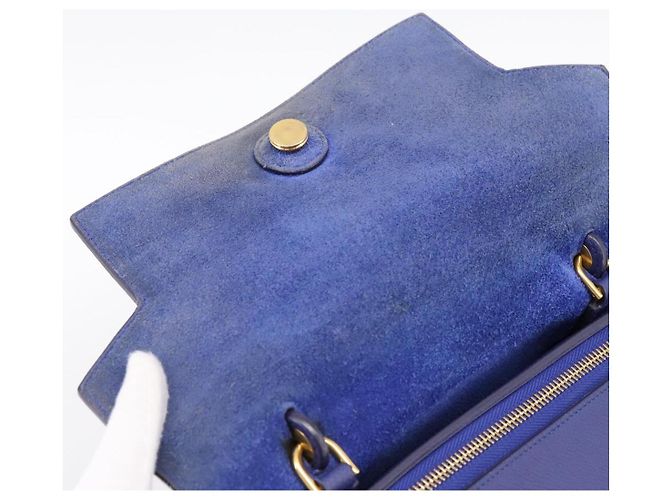Céline CELINE Borsa Belt Bag Borsa a Mano Pelle 2way Blu Tono Oro Auth 196432 - vista 9
