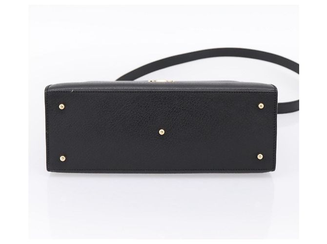GUCCI Hand Bag Leather 2way Black Gold Tone Auth ep15699V - view 11